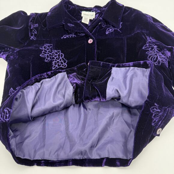 COLDWATER CREEK Purple Velvet Shacket Size M Embroidery Whimsygoth Jacket Velour - Picture 3 of 8